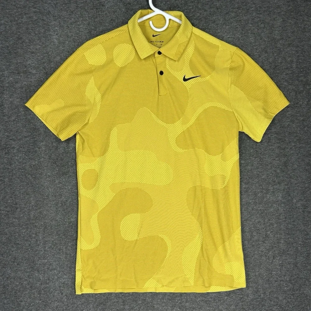 Nike Dri-FIT ADV Tour Golf Polo Mens Small Yellow Camo DR5312-772